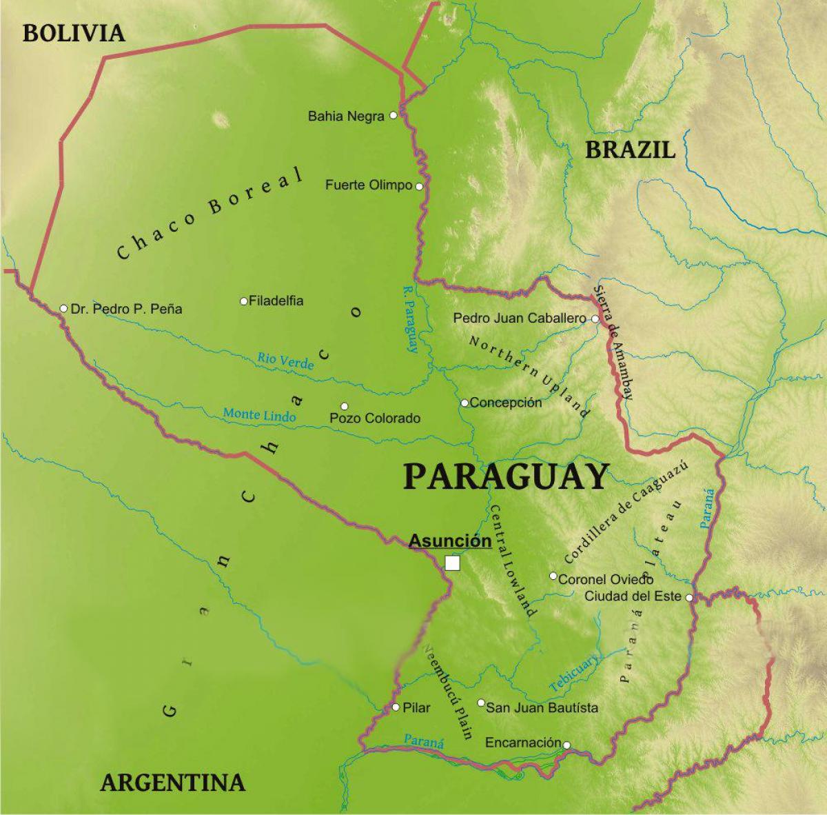 Kaart van Paraguay geografie