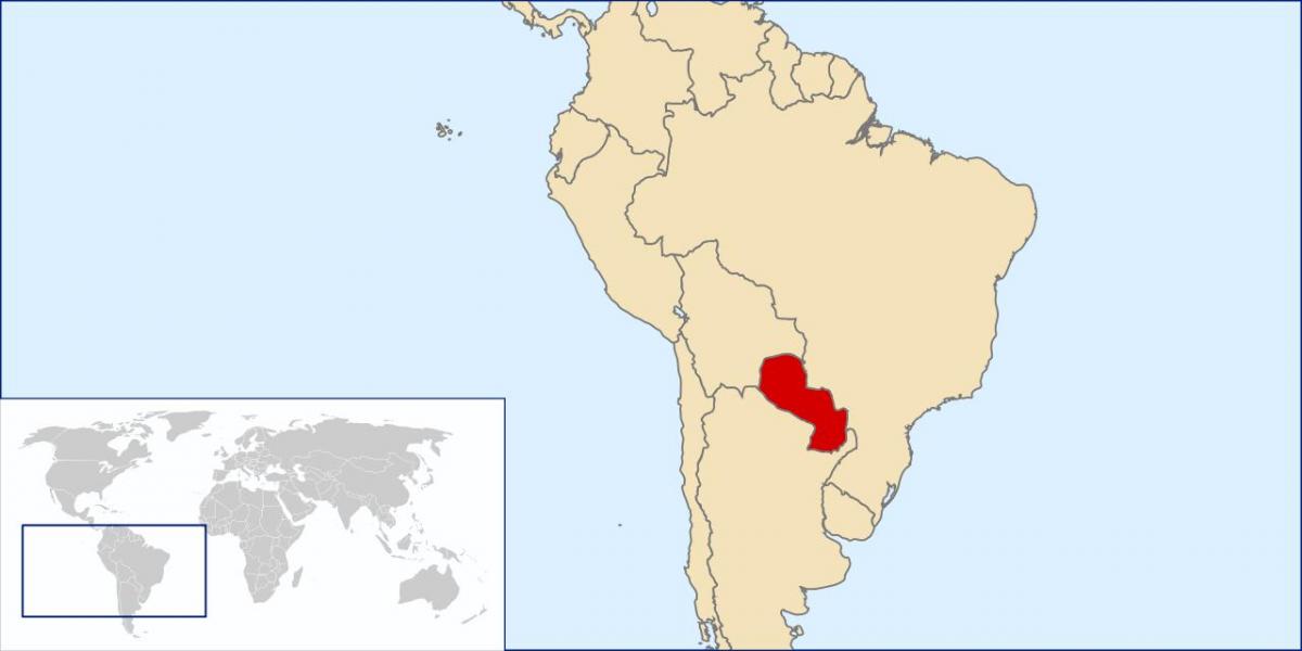 Paraguay plek op die wêreld kaart