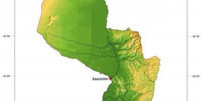 Kaart van fisiese Paraguay