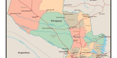 Kaart van Paraguay met stede