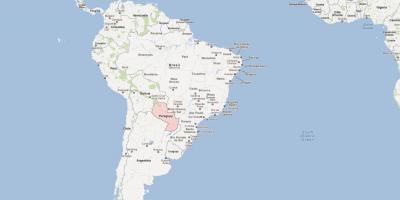 Kaart van Paraguay suid-amerika